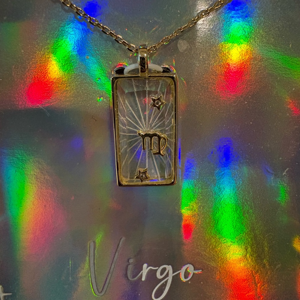 14K Gold Dipped Zodiac Virgo Cubic Zirconia Pendent Necklace